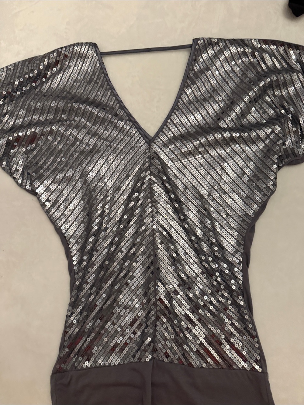 Wet Seal Silver Sequin V-Neck Blouse